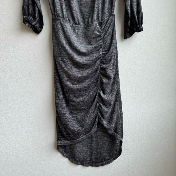 Free people Office Modest Gray Ruched Wrap Long Sleeve Classy Dress Size XS - Picture 2 of 7